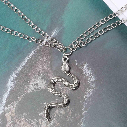Punk Snake Pendant Necklace Choker Silver Layered Serpent Necklace Chain Gothic Snake Necklace Retro Snake Collar Necklace Jewelry for Women...