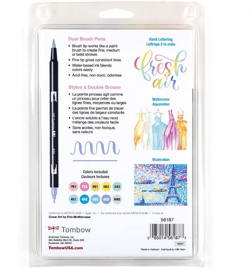 Tombow 56187 Dual Brush Pen Art Markers, Pastel, 10-Pack. Blendable, Brush and Fine Tip Markers...