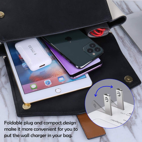 Slim Flat USB Wall Charger, Costyle 2 Pack 18W GaN Tech Fast Charge 3.0 Port Fast Charging Block with Foldable Plug Compatible for Samsung Galaxy ...