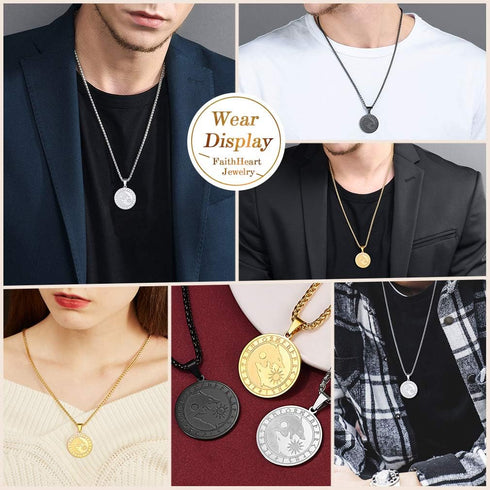 FaithHeart Norse Viking Wolf Pendant Necklace for Men/Women, Stainless Steel/18K Gold Plated Nordic Vikings Stuff Jewelry with Gift Packaging...