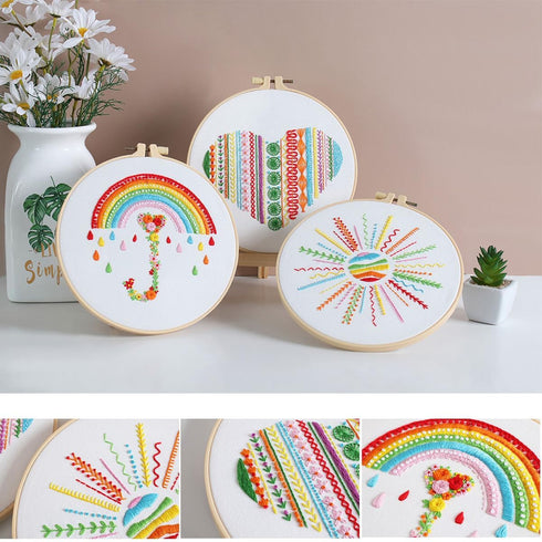 Konrisa Easy Embroidery Kit for Beginners Stamped Embroidery Starter Kit DIY Sewing Needlepoint Cross Stitch for Kids & Adults, Stitch Practice Ki...