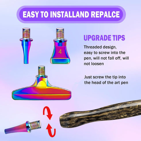 Snewvie Diamond Painting Pen Accessories Tools Set,1PCS Black Diamond Art Pen and 3Pcs Metal Screw Thread Multi Placer Tips,Resin Diamond Painting...