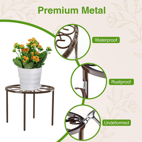 Plant Stand Plant Holder: Anti-rust Metal Flower Pot Stand - indoor outdoor Flower Rack - Single Display Rack Bronze for Home and Courtyard....