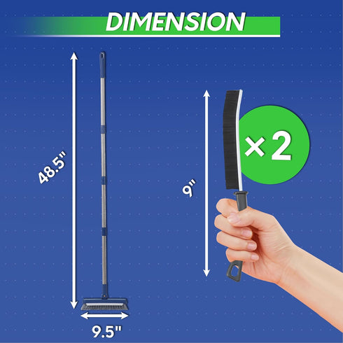 BOOMJOY Grout Brush with Long Handle, Grout Cleaner for Tile Floors, Hard Bristle Crevice Cleaning Brush, Floor Scrubber for Tile Grout Line, Show...