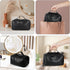 HLC Large Capacity Travel Cosmetic Bag Portable Makeup Bag, PU Leather Waterproof Women Travel Make up Bag Organizer with Handle and Divider Cosme...