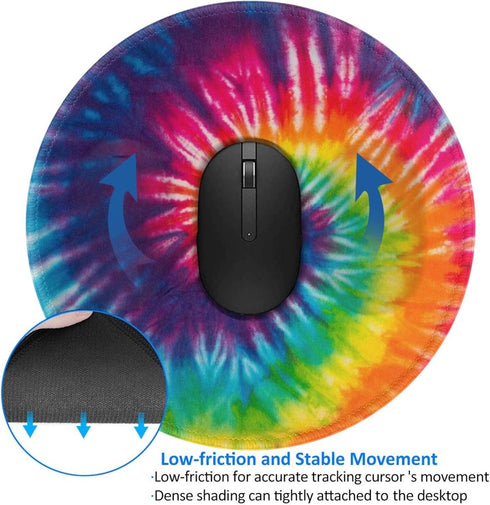 Cool Tie Dye Art Round Mouse Pad Small Gaming Mousepad Desk Mat Stitched Edges 8 X 8 Inch for Home Office...