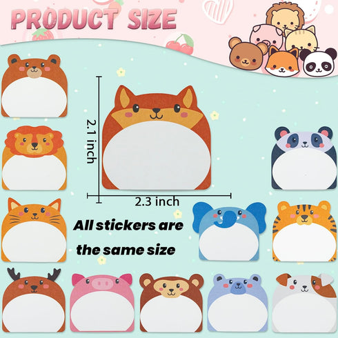 24 Pack Cute Sticky Notes Animal Kawaii notebooks Fun Office Supplies Cute notepads for Student Roommates Tab Gifts Supplies (24pcs)...
