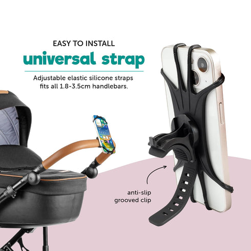 Hoovy Stroller Phone Mount | Silicone Stroller Phone Holder | Cell Phone Holder for Strollers, Shopping Carts, or Handlebars | Phone Holder Mount ...