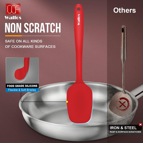 Walfos Silicone Spatula - 600°F High Heat Resistant Kitchen Spoon Spatulas, Strong Steel Core & One-Pieces Seamless Design, Perfect for Cooking Mi...