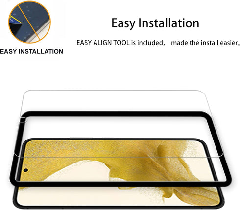 Easy Alignment Frame Designed For Samsung Galaxy S22 5G Tempered Glass Screen Protector 2-Pack Camera Lens Protector Film 2-Pack...
