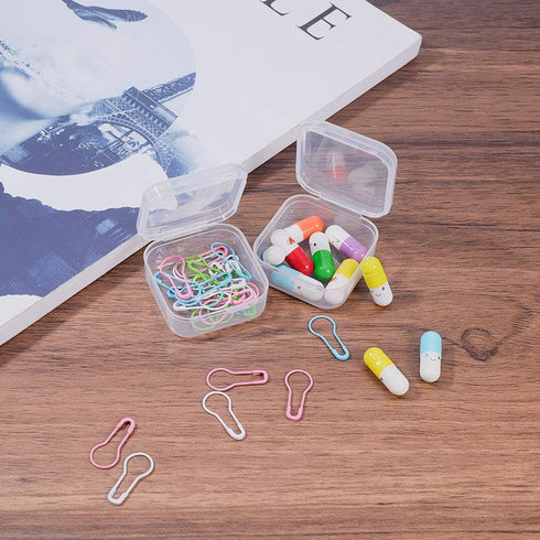 BENECREAT 18 Pack 1.45x1.45x0.7 Inches Square Clear Plastic Bead Storage Containers Box Drawer Organizers with Lid for Earplugs Pills Tiny Bead Je...
