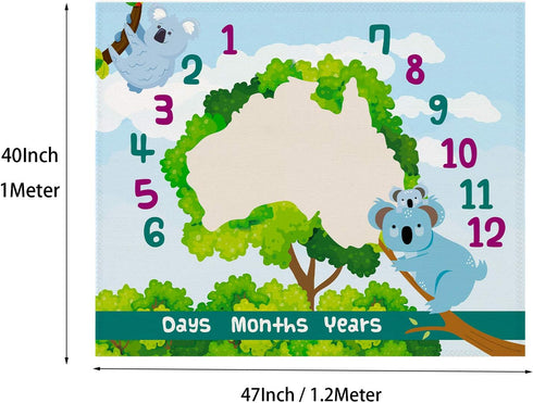 Koala Baby Month Milestone Blanket for Photo Taken - Baby Age Blanket | Koala Themed Party & Baby Newborn Nursery Gifts...