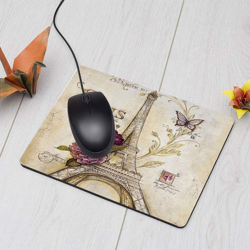 Eiffel Rectangle Gaming Mousepad Vintage Paris Themed Bluish Brown Eiffel Tower Mouse Pad Mouse Mat for Computer Desk Laptop Office 9.5 X 7.9 Inch...