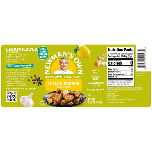 Newman's Own Lemon Pepper Seasoning; Great Zesty Flavor; Perfect Spices for Cooking Wings; No MSG, Gluten Free; Kosher; 8.68 Oz. Bottle...