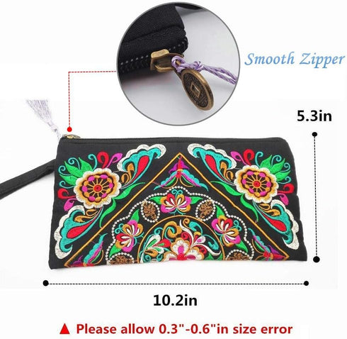Clutch Purse, Embroidery Flower Clutch Handbag Evening Bags Handbags Wristlet Clutches Bag Wallet Summer Beach Bag for Women...