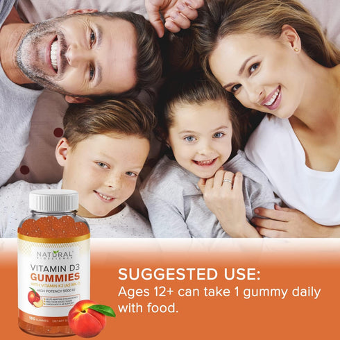 Sugar Free Vitamin D3 K2 Gummies - Vitamin D3 Gummies 5000 IU+K2 MK7 80 mcg, K2 D3 Vitamin Supplement Adults, Vitamin D K2 for Bones, Immune, Hear...