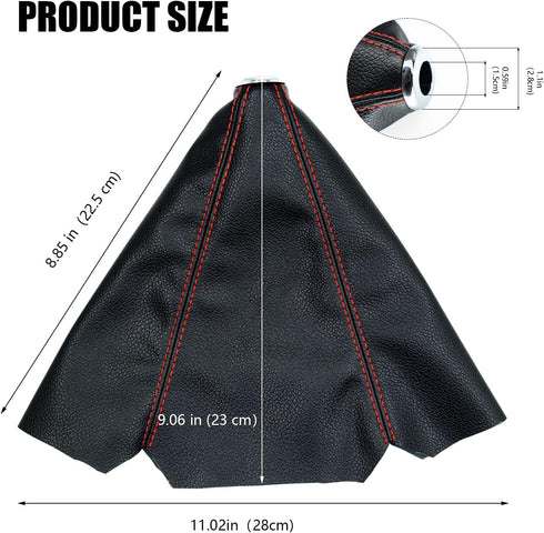 Universal Car Shift Knob dust Cover Black PU Leather Manual/Auto Shifter Shift Boots Cover (Black PU/Red Stitching)...