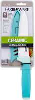 Farberware Ceramic Chef Knife with Custom-Fit Blade Cover, Razor-Sharp Kitchen Knife with Ergonomic, Soft-Grip Handle, Dishwasher-Safe, 6-inch, Aq...
