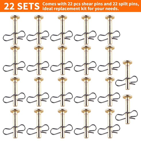 22 Pcs Shear Pin+ 22 Pcs Cotter Pin for Snowblower, Replace 738-04124 & 714-04040, Compatible with MTD Craftsman Cub Cadet Troy-Bilt Snow Throwers...