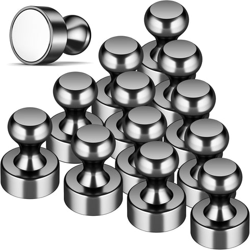 Grtard 16Pcs Black Magnetic Push Pins, Strong Fridge Magnets, Black Refrigerator Magnets, Small and Strong Whiteboard Magnets for Locker,Office, S...