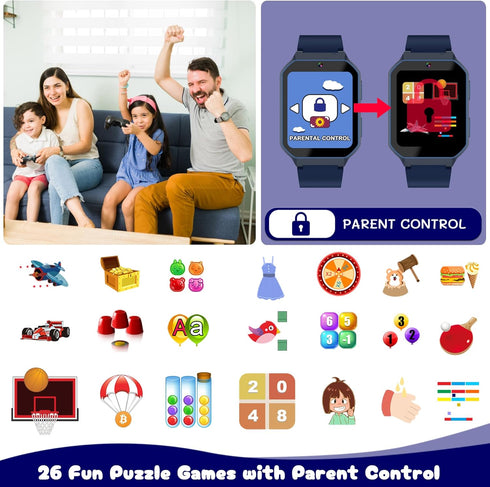 Kids Smart Watch Boys 5-7 8-10, Kids Watch with 26 Games, Kids Pedometer Watch with Learning Card Audio Book Camera Player Calculator Alarm Calend...