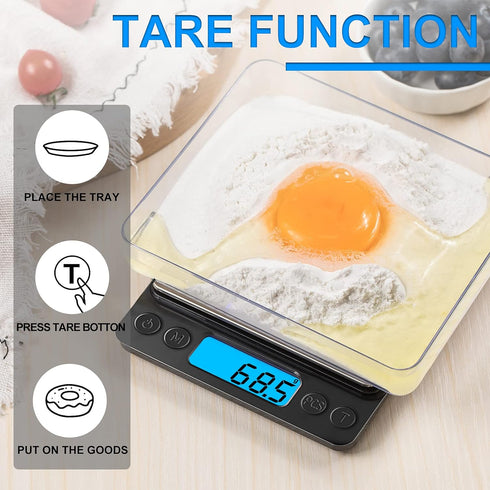 Digital Food Kitchen Scale Upgraded, YONCON 3000g/0.1g High Accuracy Mini Pocket Scale Measures in Grams and oz for Cooking, Baking, Jewelry, Tare...