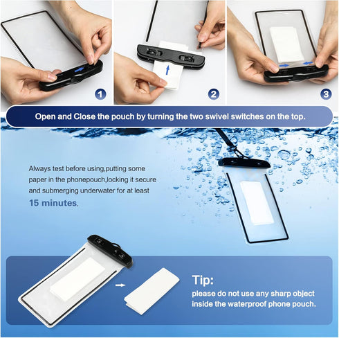 YSSOA Waterproof Cell Phone Case 2 Packs Waterproof Cell Phone Pouch for iPhone 16 15 14 13 12 11 Pro Max Mini XS XR 8 7 6S, Samsung Galaxy S21 S2...