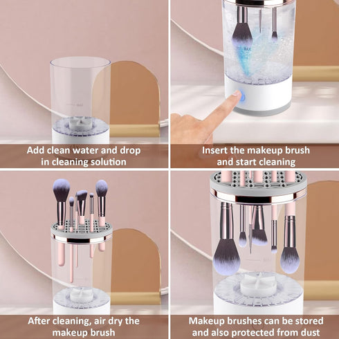New makeup Brush Cleaner Machine, With Makeup Brush Cleaner Mat, Electric Brushly Pro Cosmetic Spinning Brush Cleaner, Fit for All Size Makeup Bru...