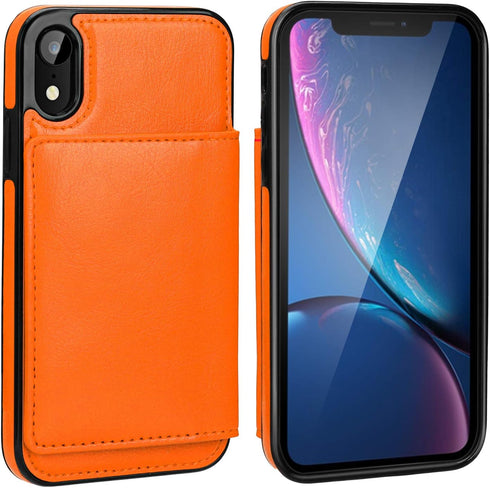 KIHUWEY Compatible with iPhone XR Wallet Case Credit Card Holder, Premium Leather Kickstand Durable Shockproof Protective Cover for iPhone XR 6.1 ...