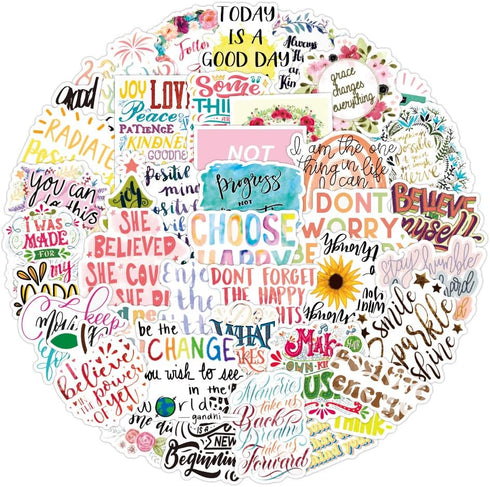 50 Pcs Inspirational Stickers Reward Motivational Decals for Teens Students Teachers Employees Water Bottle Laptop Vinyl Waterproof Positive Motiv...