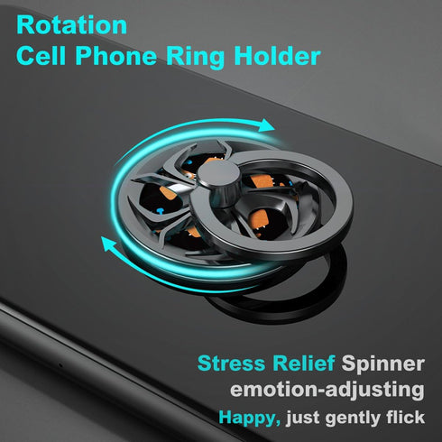 Anti-Anxiety Finger Ring Stand, ebulous 360° Rotation Spinner Mobile Cell Phone Ring Stand Holder with Grip Kickstand Universal [Washable/Reusable...