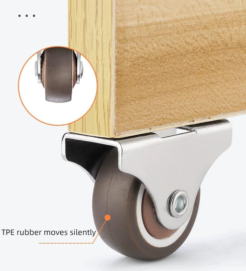 1 inch Fixed Caster Wheels -Small Caster Wheels + Screws-Low Profile Castor - Set of 8 No Floor Marks Silent Casters - Mini Wheels for Cart?Brown?...
