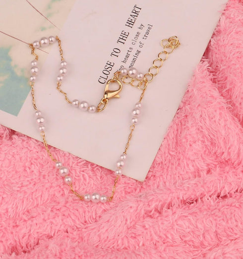 Pearl Beaded Anklets for Women Dainty Simple Gold Chian Boho Ankle Bracelet Beach Summer Foot Jewelry for Womens...