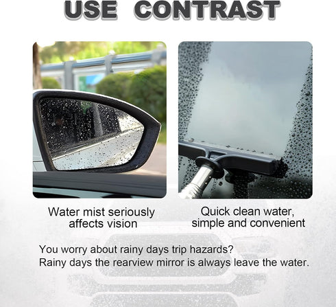 Car Rearview Mirror Wiper Retractable Wiper Long Handle Car Cleaning Tool Car Side Mirror Scraper, Car Accessories-Black...