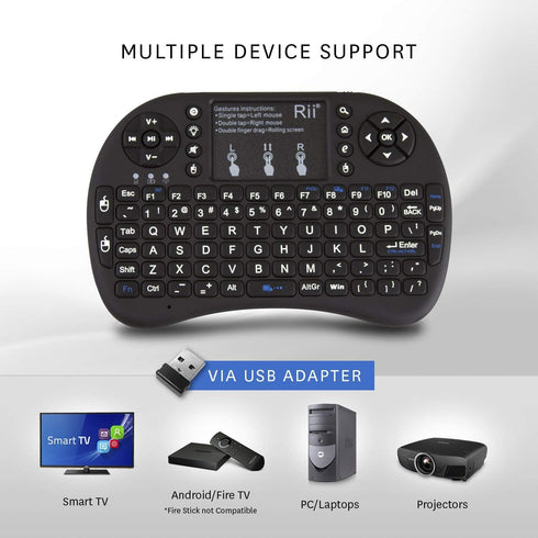 (Upgraded)Rii 2.4GHz Mini Wireless Keyboard with Touchpad,QWERTY,LED Backlit,Portable Keyboard for laptop/PC/Tablets/Windows/Mac/TV/Xbox/PS3/Raspb...