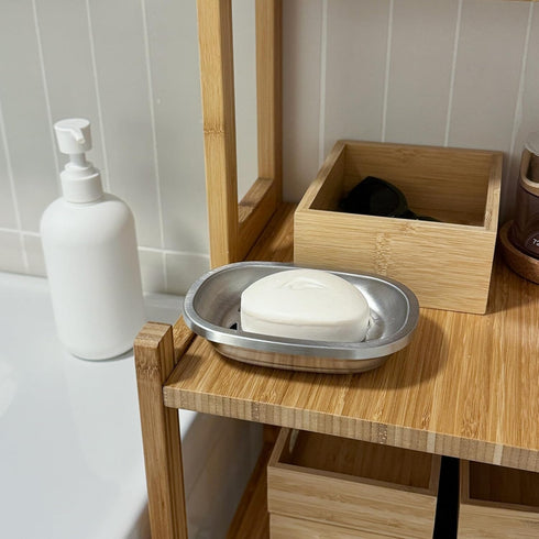 IMEEA Silver Soap Dish SUS304 Stainless Steel Brushed Soap Dish with Drain Bathroom Soap Holder...