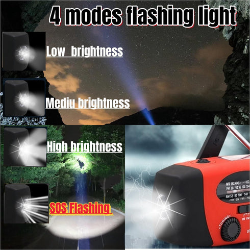 5000mAh Hand Crank Emergency Weather Radio, AM FM NOAA Solar Radio with Led Flashlight and Earphone Jack, Power Bank Charger for Smartphone, Self ...
