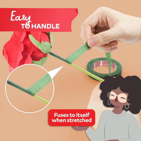 XFasten Wide Floral Tapes for Bouquet 1/2-Inch x 30 Yards - Dark Green (2-Pack) Bouquet Stem Wrap Tape for Florist – Waterproof Boutineer Tape for...