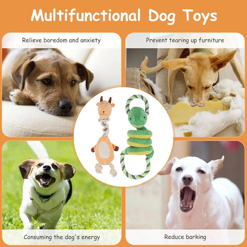 Squeaky Dog Toys, Tug of War Dog Toy for Large Dogs, Plush Puppy Toys with Pull Rope, Interactive Dog Toys for Small, Middle, and Big Dogs, Antelo...