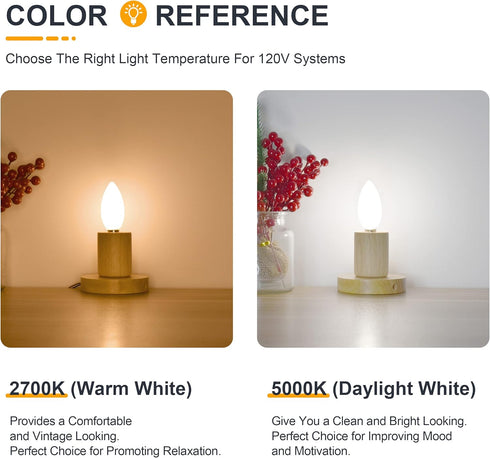 Frosted E12 LED Candle Light Bulbs 25W Equivalent- 2W Dimmable Chandelier E12 LED Bulb- 2700K Soft Warm- B11 Antique Candelabra LightBulbs for Bed...