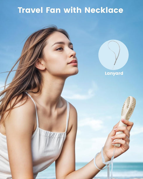 Handheld Fan, Portable Fan Mini Fan Powerful Hand Fan with 3 Speeds, USB Rechargeable Personal Fan, Makeup Lash Fan for Stylish Girls, Cute Small ...