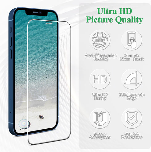 Pokolan (3-Pack) Screen Protector for iPhone 12 / iPhone 12 Pro 2020 (6.1 inch) Tempered Glass Film, 9H Hardness, Bubble Free, Easy to Install, Ca...