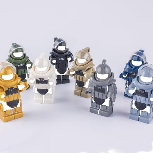 Toy Soldiers Figures Dark Blue Bomb Disposal Suit Armor E.O.D Suit Toys Military Equipment Custom Minifigure Compatible with Mini figure of Major ...