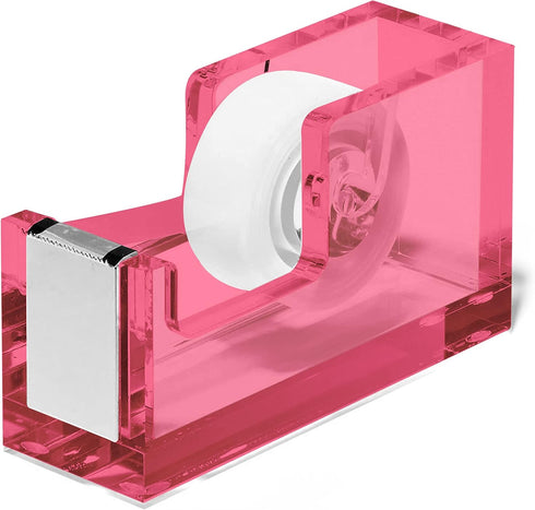 OfficeGoods Modern Acrylic Tape Dispenser - Non-Slip Rubber Holder Bottom- Appealing Design, Perfect for Home, School or Office Desk - Holds Small...