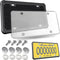 Aootf License Plate Protector- Clear Novelty Number Plate Cover with Silicone Car Tag Frame, Unbreakable Cover to Protect Front or Back License Pl...