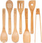 Wooden Spoons for Cooking 7-Pack – Bamboo Kitchen Utensils Set for Nonstick Cookware - Wooden Cooking Utensils Set, Wood Spatula Spoon Tongs...