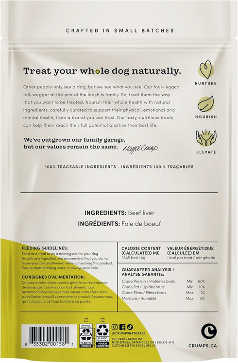 Crumps' Naturals Mini Trainers Freeze Dried Beef Liver (1 Pack), 50G/1.8 Oz,Brown...
