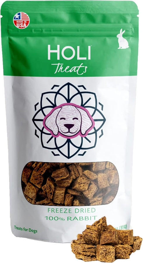 HOLI Freeze Dried Rabbit Treats for Dogs- All Natural Healthy Dog Treats, 100% Made in USA - Single Ingredient - Human Grade - Grain Free - Diabet...