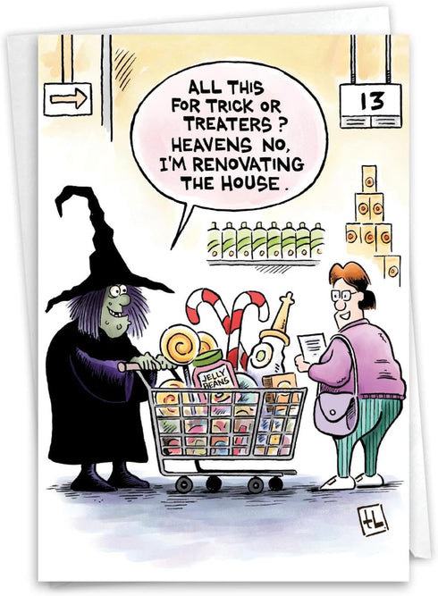 NobleWorks Funny Halloween Greeting Card with 5 x 7 Inch Envelope (1 Card) Witch Renovation C10723HWG...