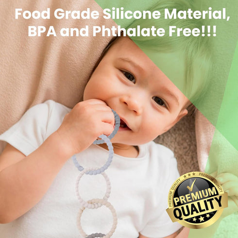 Avee & Co Silicone Teether Rings, Baby Teether Rings, Baby Teether Link with Pacifier Clip, Attachable Teether Chew Toy for Babies, BPA Free Teeth...